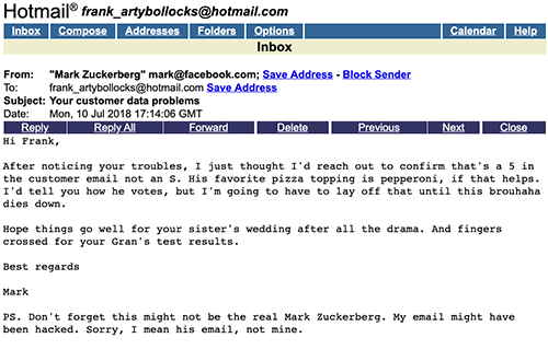 Email from (allegedly) Mark Zuckerberg.